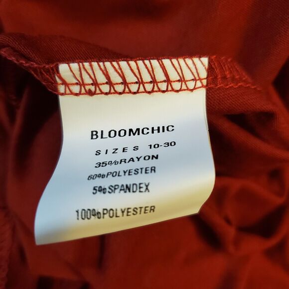 Bloomchic Blouse Women's Large12 Red Solid Long Mesh Sleeve w/ Fabric Dots - Picture 6 of 8
